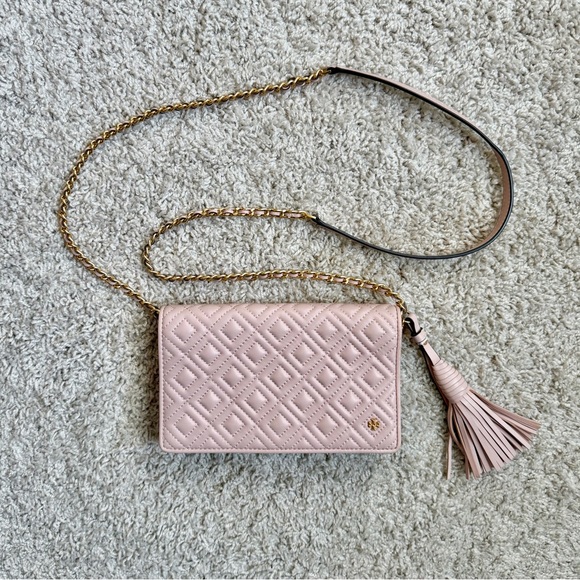 Tory Burch Handbags - Tory Burch Fleming Flat Wallet Crossbody Shell Pink